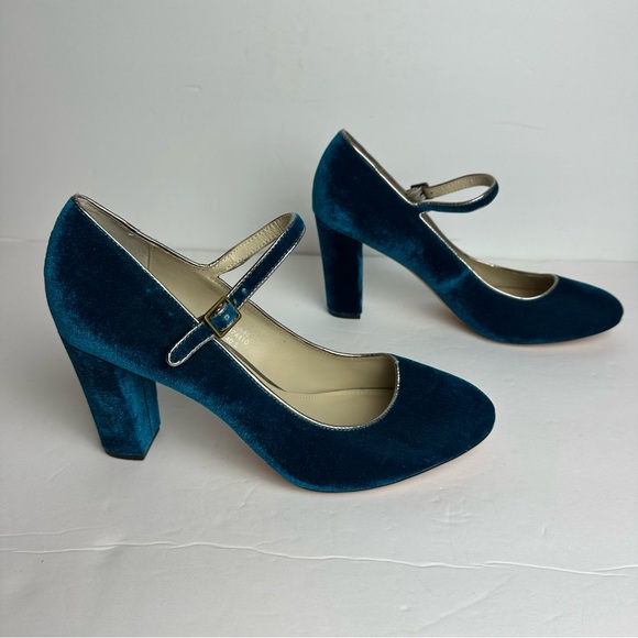 ❌SOLD❌Boden Blue Velvet Chunky Heel Mary Jane Women's size EU 40.5 or 9 Shoes - Picture 2 of 7